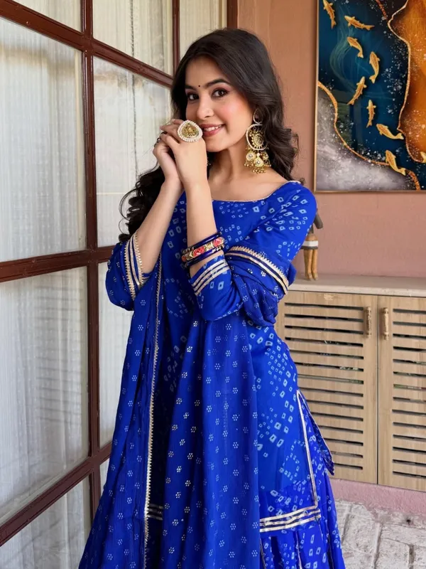 Vaidehi_Fashion_Women's_Blue_Bandhani_Print_Kurti_with_Sharara_and_Dupatta_|_3-Piece_Set,_Ethnic_Wear,_Gota_Patti_Border,_Festive_Occasion,_Square_Neck