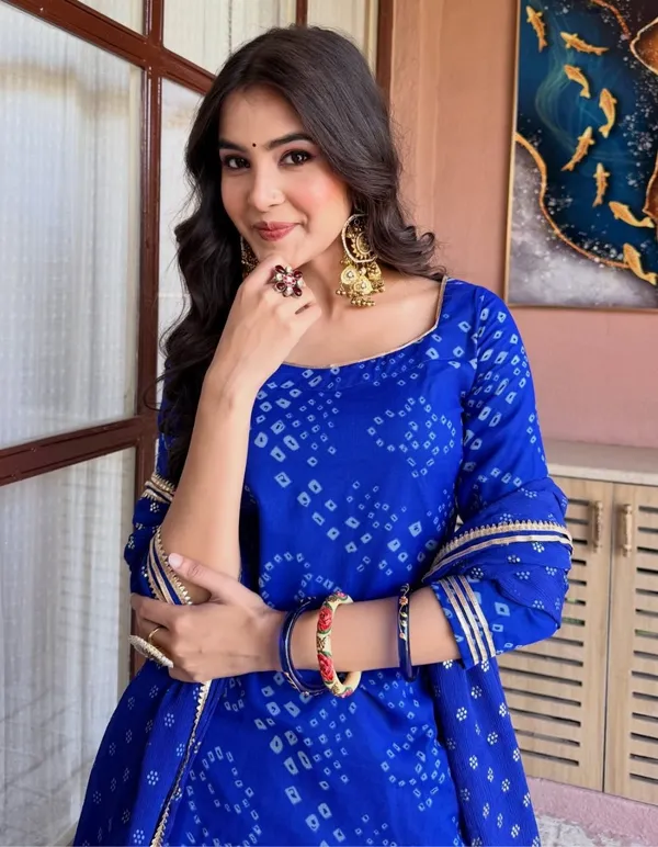Vaidehi_Fashion_Women's_Blue_Bandhani_Print_Kurti_with_Sharara_and_Dupatta_|_3-Piece_Set,_Ethnic_Wear,_Gota_Patti_Border,_Festive_Occasion,_Square_Neck