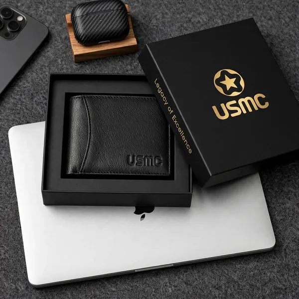 Usmc_Rakhi_Gift_For_Brother_-_Classic_Men'S_Wallet_Premium_Leather_Black