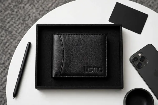 Usmc_Rakhi_Gift_For_Brother_-_Classic_Men'S_Wallet_Premium_Leather_Black