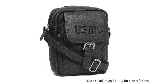 Usmc_Premium_Leather_Mini_Sling_Bag_For_Men_,Women,_Unisex|_Compact,_Durable_&_Stylish_|_Buckle_Closure_|_Front_Zip_Pocket