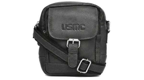 Usmc_Premium_Leather_Mini_Sling_Bag_For_Men_,Women,_Unisex|_Compact,_Durable_&_Stylish_|_Buckle_Closure_|_Front_Zip_Pocket