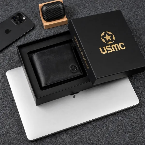 Usmc_Black_Premium_Leather_Men'S_Wallet