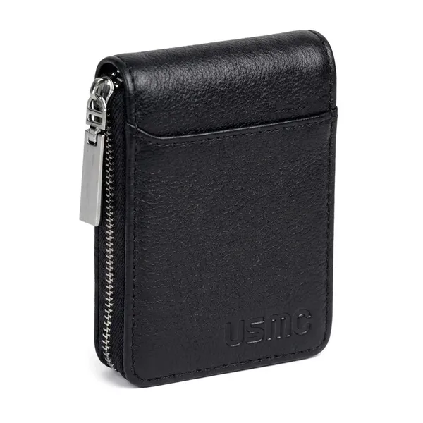 Usmc_Card_Holder_Money_Wallet,_Black,_11.5X1.75X8Cm_|_9_Slot_Vertical,_Credit_Debit_Card_Holder,_Zipper_Coin_Purse,_For_Men_,Women,_Unisex