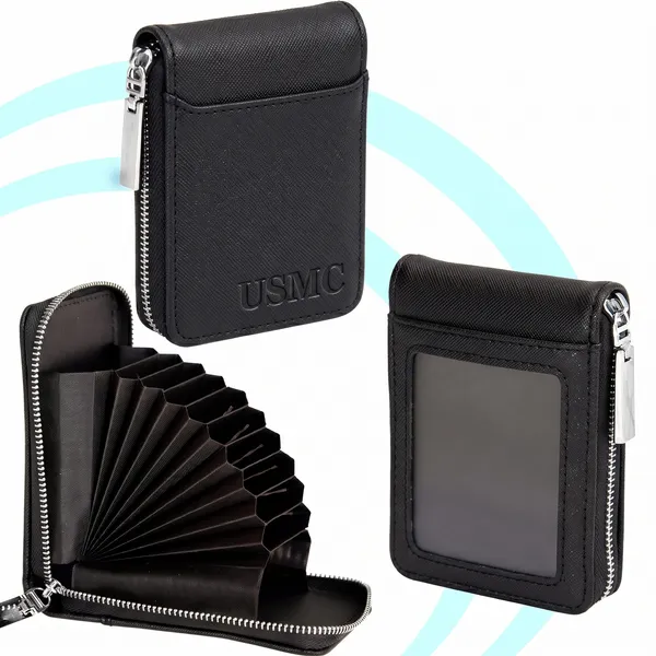 Usmc_Card_Holder_Money_Wallet,_Black,_11.5X1.75X8Cm_|_9_Slot_Vertical,_Credit_Debit_Card_Holder,_Zipper_Coin_Purse,_For_Men_,Women,_Unisex