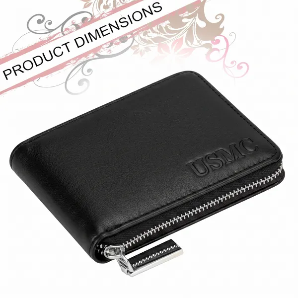 Usmc_Card_Holder_Money_Wallet,_Black,_11.5X1.75X8Cm_|_9_Slot_Vertical,_Credit_Debit_Card_Holder,_Zipper_Coin_Purse,_For_Men_,Women,_Unisex