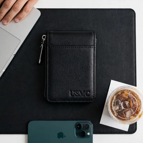 Usmc_Card_Holder_Money_Wallet,_Black,_11.5X1.75X8Cm_|_9_Slot_Vertical,_Credit_Debit_Card_Holder,_Zipper_Coin_Purse,_For_Men_,Women,_Unisex