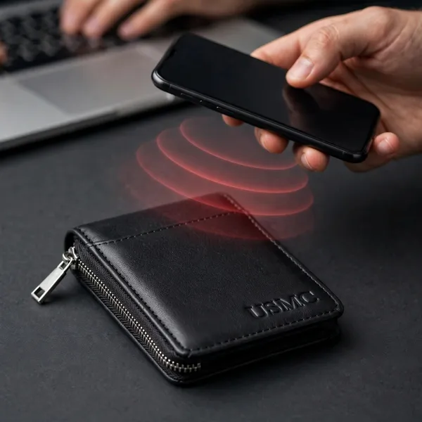 Usmc_Card_Holder_Money_Wallet,_Black,_11.5X1.75X8Cm_|_9_Slot_Vertical,_Credit_Debit_Card_Holder,_Zipper_Coin_Purse,_For_Men_,Women,_Unisex