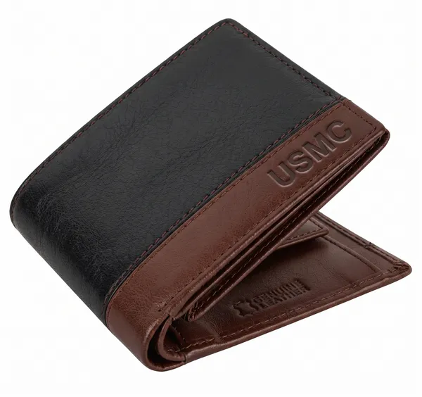 Usmc_Seattle_Black/Brown_Leather_Wallet_For_Men_[Rfid_Blocking]