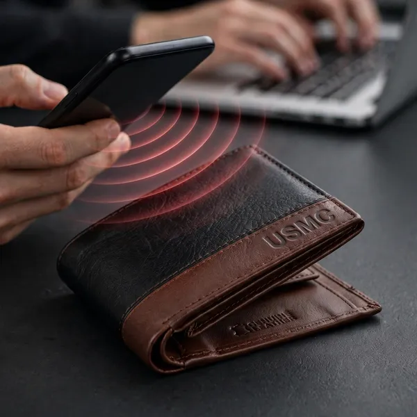 Usmc_Seattle_Black/Brown_Leather_Wallet_For_Men_[Rfid_Blocking]