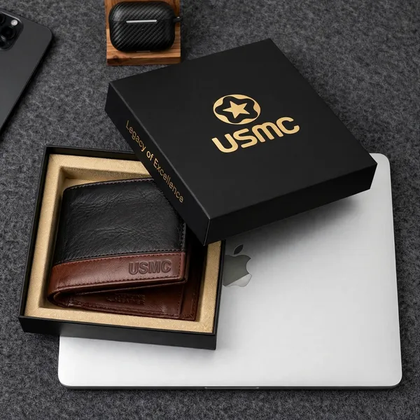 Usmc_Seattle_Black/Brown_Leather_Wallet_For_Men_[Rfid_Blocking]