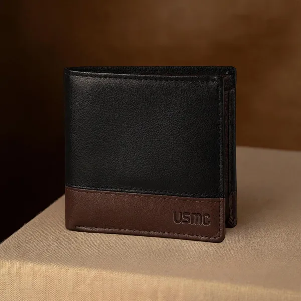 Usmc_Seattle_Black/Brown_Leather_Wallet_For_Men_[Rfid_Blocking]