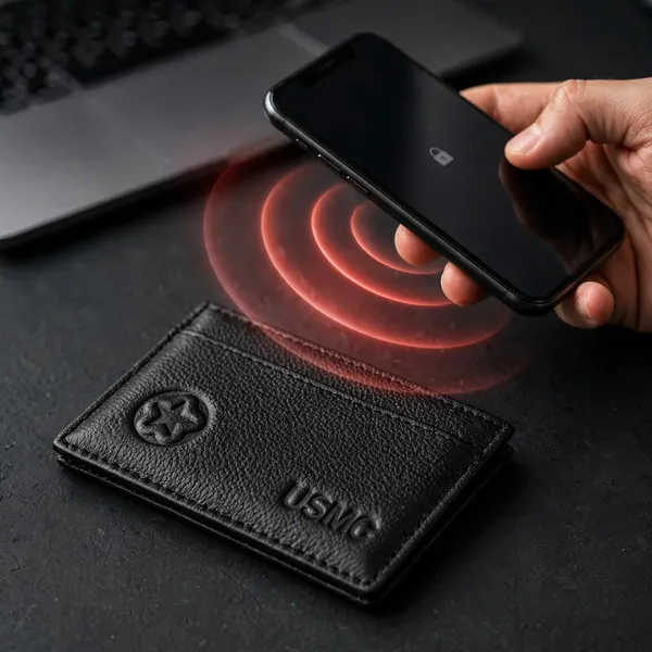Usmc_Credit_Card_Holder_With_Id_Window_-_[Rfid_Blocking]_Premium_Leather_Slim_Wallet_Credit_Card_Case_Sleeve,_Black_|_Card_Cases_With_Id_Window_For_Men_Women,_Black