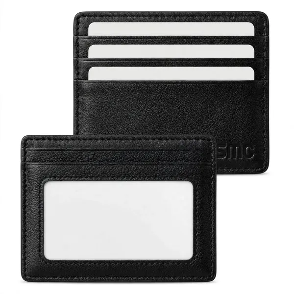 Usmc_Credit_Card_Holder_With_Id_Window_-_[Rfid_Blocking]_Premium_Leather_Slim_Wallet_Credit_Card_Case_Sleeve,_Black_|_Card_Cases_With_Id_Window_For_Men_Women,_Black