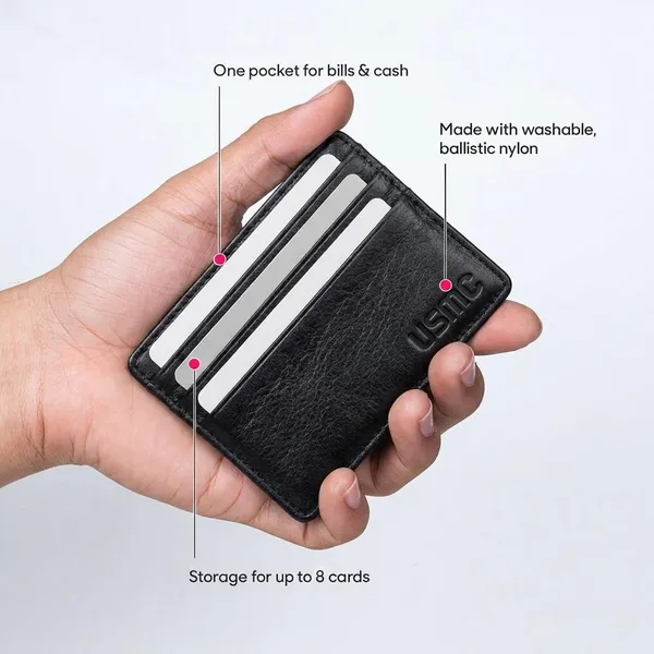 Usmc_Credit_Card_Holder_With_Id_Window_-_[Rfid_Blocking]_Premium_Pu_Leather_Slim_Wallet_Credit_Card_Case_Sleeve,_Black_|_Card_Cases_With_Id_Window_For_Men_Women,_Black