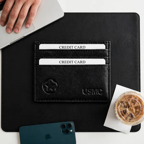 Usmc_Credit_Card_Holder_With_Id_Window_-_[Rfid_Blocking]_Premium_Pu_Leather_Slim_Wallet_Credit_Card_Case_Sleeve,_Black_|_Card_Cases_With_Id_Window_For_Men_Women,_Black