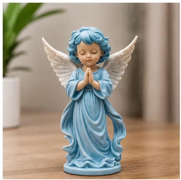 Polyresin_Decorative_Blue_Praying_Guardian_Angel_Showpiece