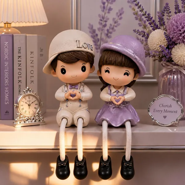 Polyresin_Seated_Heart_Holding_Couple_Showpiece