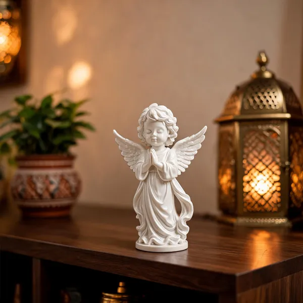Polyresin_White_Praying_Guardian_Angel_Showpiece
