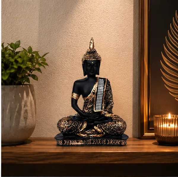 Polyresin_Meditative_Black_Gold_Buddha_Showpiece
