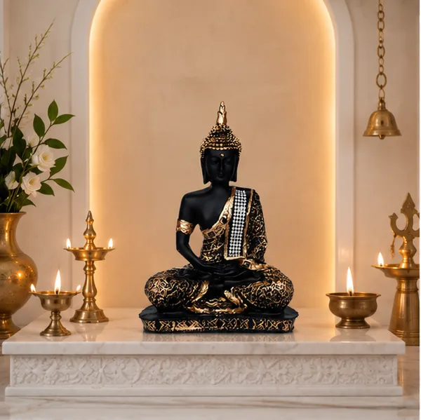Polyresin_Meditative_Black_Gold_Buddha_Showpiece