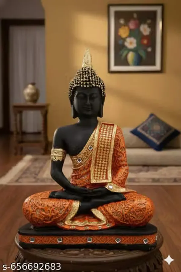 Polyresin_Decorative_Black_Gold_Finish_Buddha_Idol