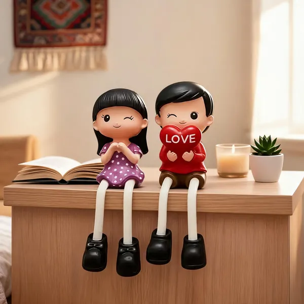 Polyresin_Glossy_Seated_Together_Couple_Showpiece