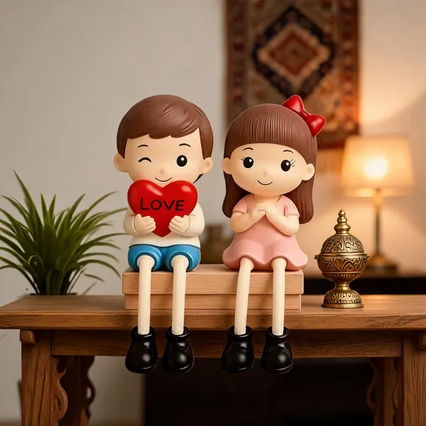 Polyresin_Coordinated_Outfits_Hat_Sitting_Couple_Showpiece