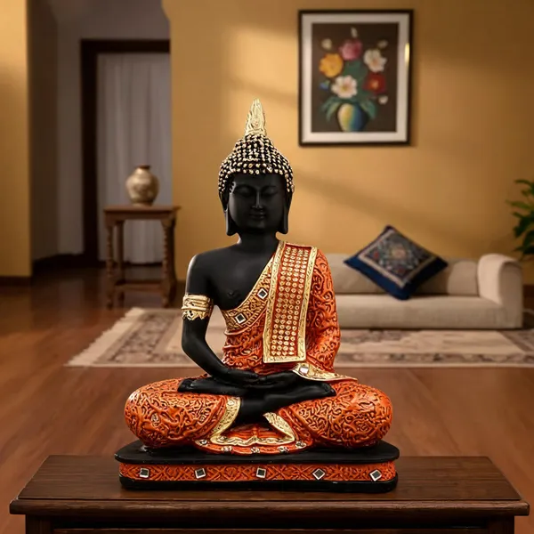 Polyresin_Decorative_Black_Gold_Finish_Buddha_Idol