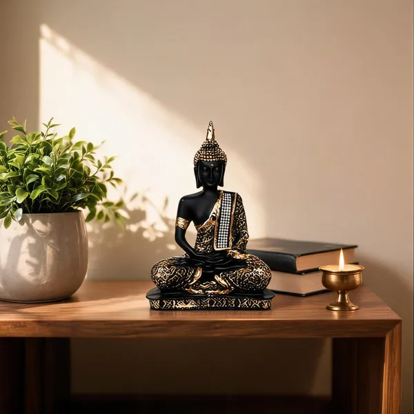 Polyresin_Meditative_Black_Gold_Buddha_Showpiece