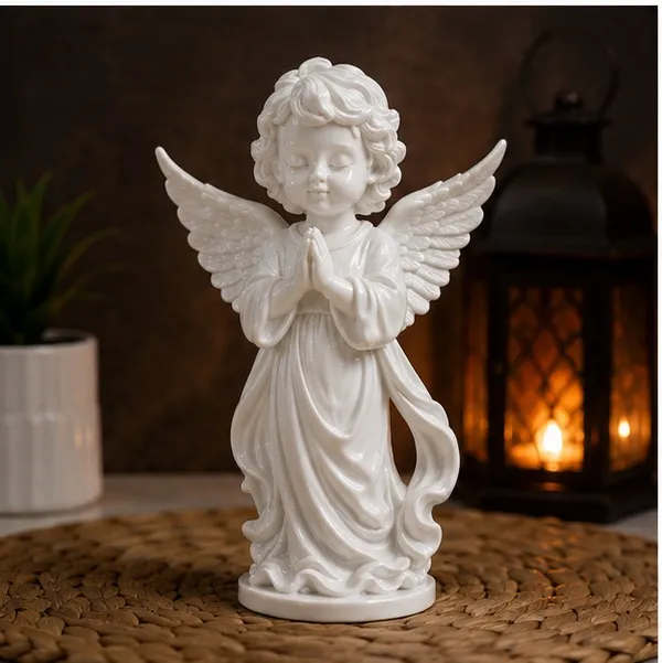 Polyresin_White_Praying_Guardian_Angel_Showpiece