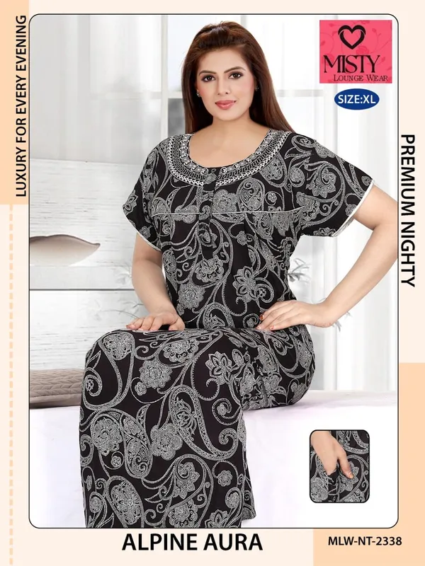 Black_Alpine_Short_Sleeve_Nighty_For_Women
