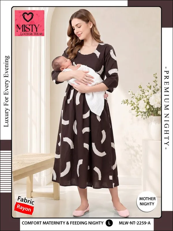 Brown_Rayon_Relaxed_Fit_Maternity_Feeding_Nighty_For_Women