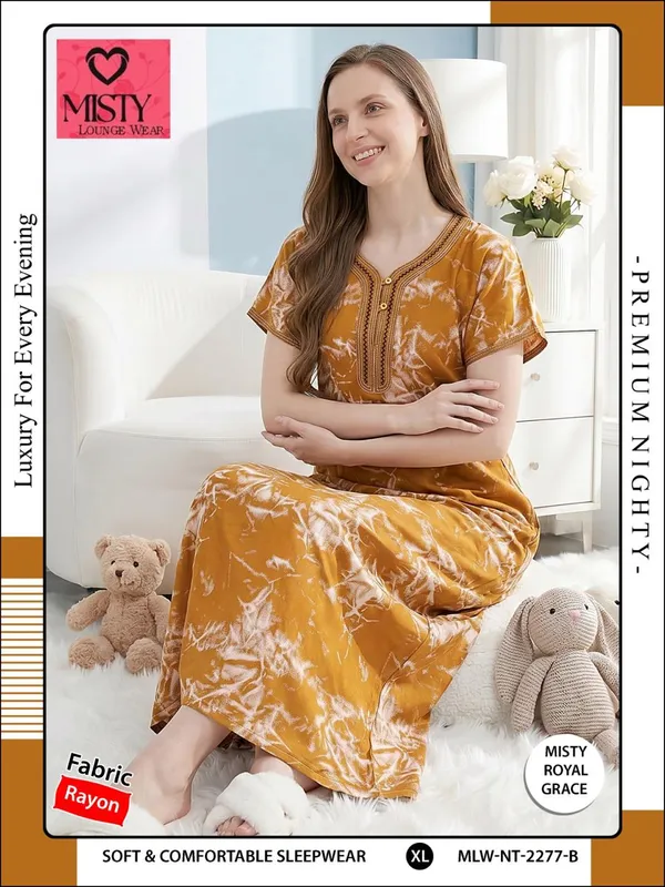 Pink_Rayon_Relaxed_Fit_Nightgown_For_Women