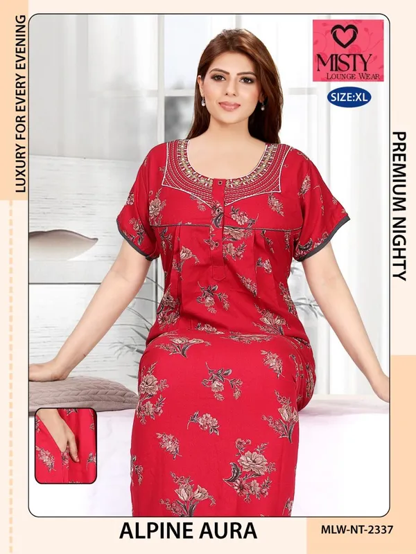 Red_Alpine_Short_Sleeve_Nightdress_For_Women
