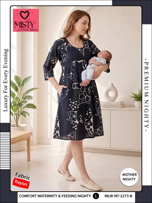 Black_Rayon_Relaxed_Fit_Maternity_Nighty_For_Women