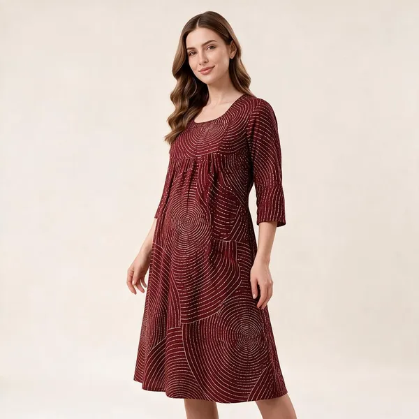 Maroon_Rayon_Relaxed_Fit_Maternity_Feeding_Nighty_For_Women