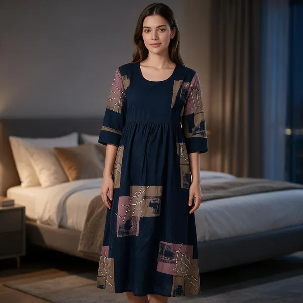 Navy_Rayon_Relaxed_Fit_Maternity_Feeding_Nighty_For_Women