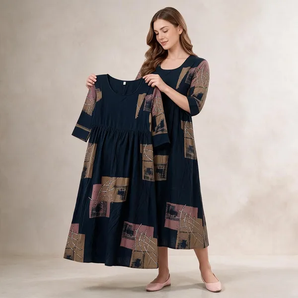 Navy_Rayon_Relaxed_Fit_Maternity_Feeding_Nighty_For_Women