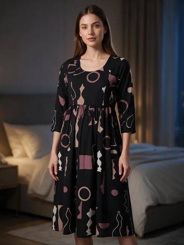 Black_Rayon_Relaxed_Fit_Maternity_Feeding_Nighty_For_Women