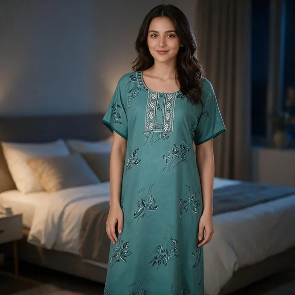 Teal_Alpine_Floral_Relaxed_Fit_Nightdress_For_Women