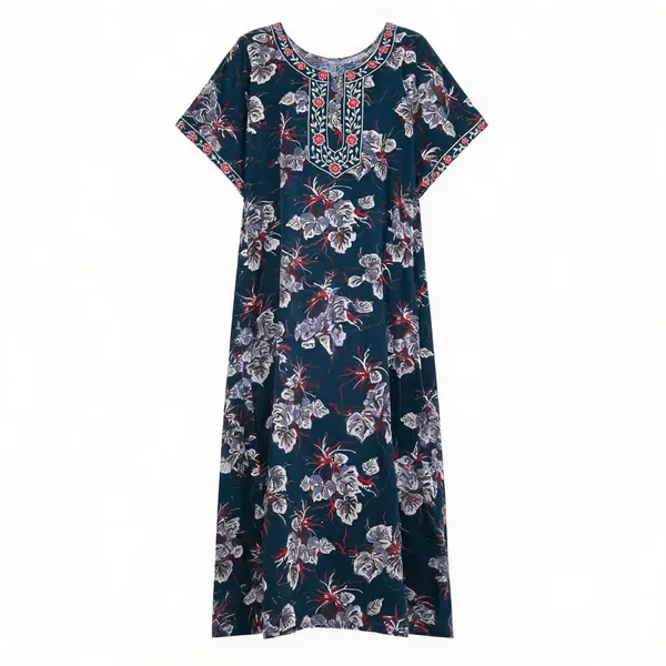 Navy_Alpine_Short_Sleeve_Nightgown_For_Women