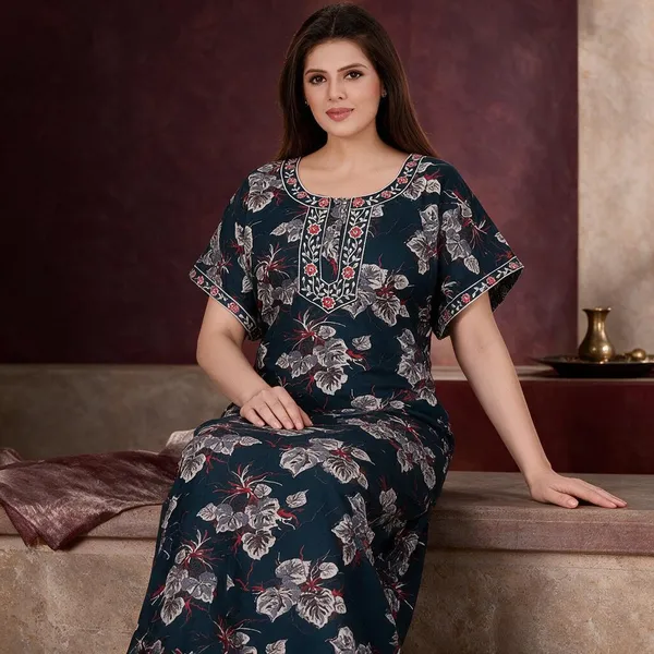 Navy_Alpine_Short_Sleeve_Nighty_For_Women
