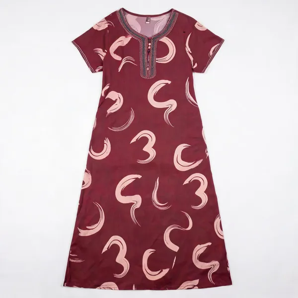 Maroon_Muse_Rayon_Short_Sleeve_Nighty_For_Women