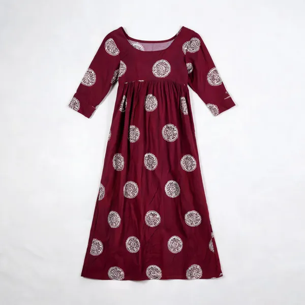 Maroon_Rayon_Relaxed_Fit_Maternity_Feeding_Nighty_For_Women