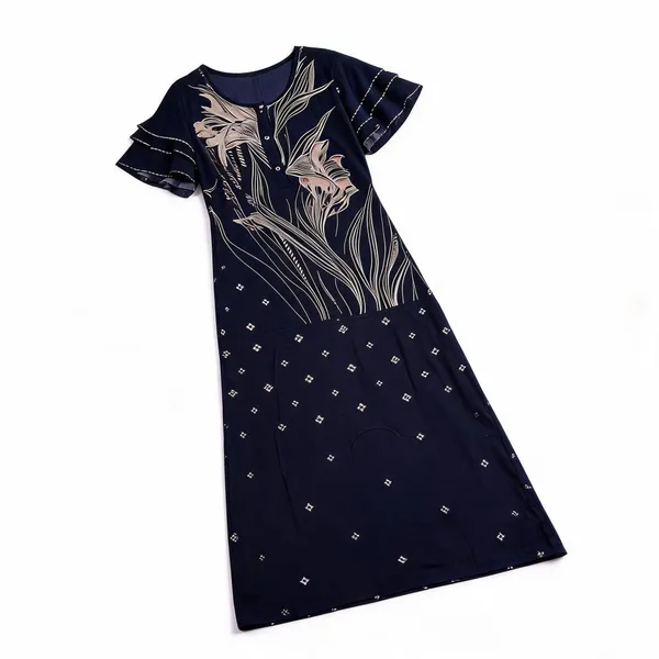 Navy_Alpine_Short_Sleeve_Nightdress_For_Women