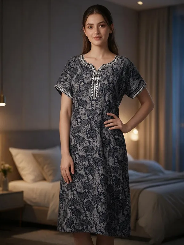 Grey_Alpine_Short_Sleeve_Nighty_For_Women