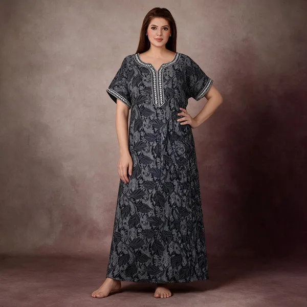 Carbon_Grey_Alpine_Short_Sleeve_Nighty_For_Women