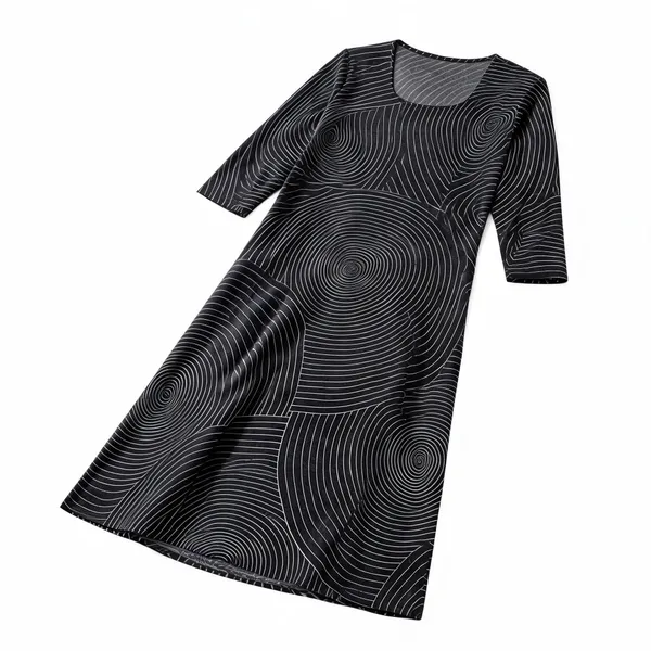 Black_Rayon_Three-Quarter_Sleeve_Maternity_Feeding_Nighty_For_Women