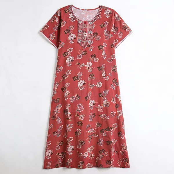 Red_Alpine_Short_Sleeve_Nightdress_For_Women